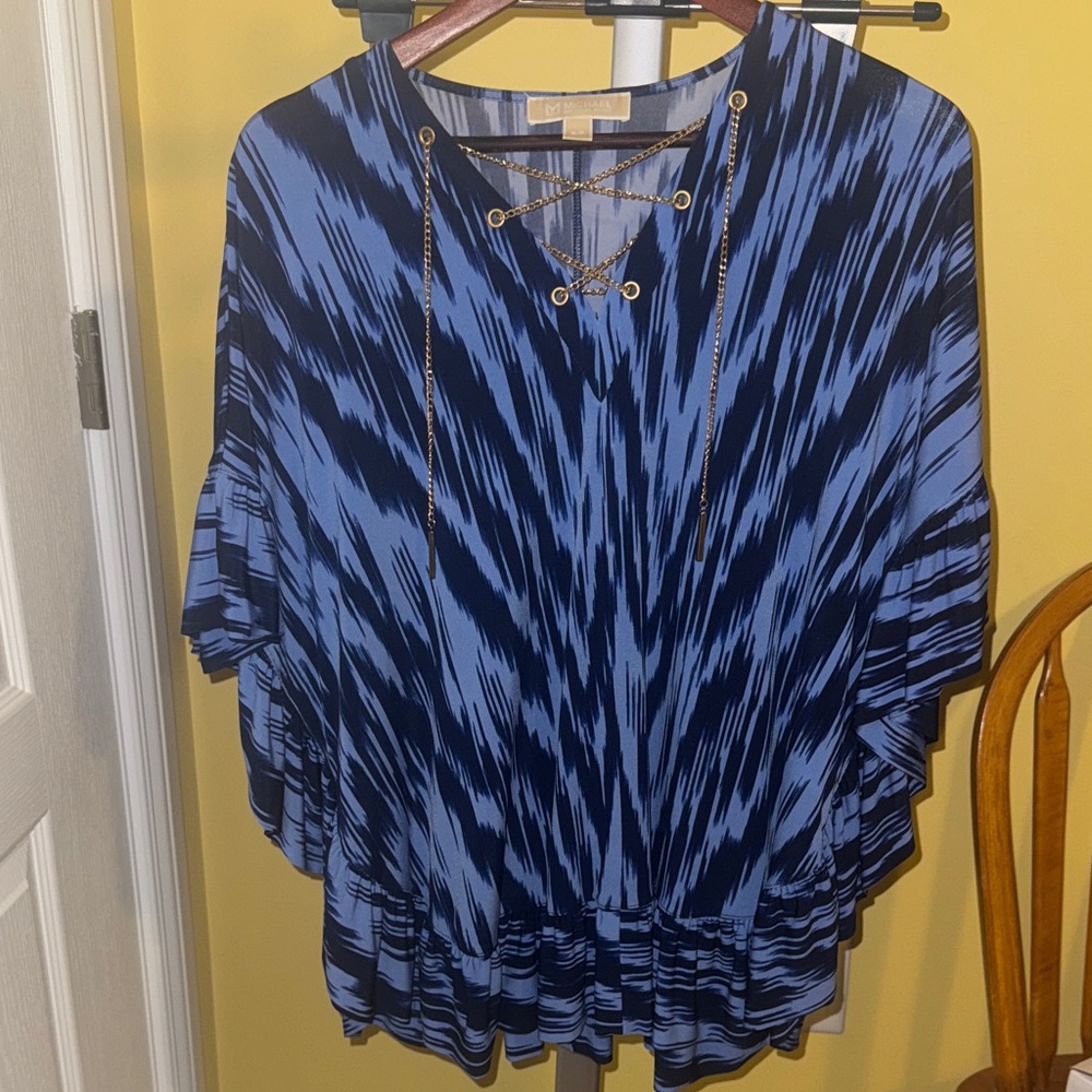 Michael Kors Navy and Light Blue Blouse